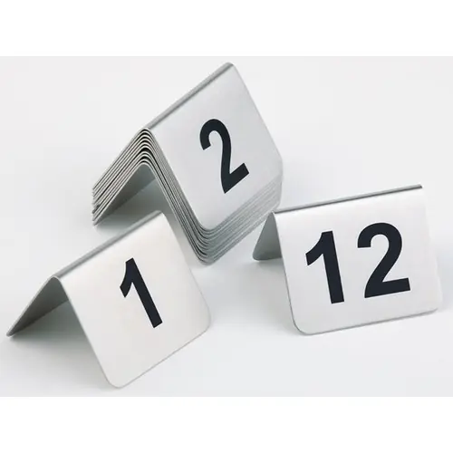 Tischnummernschild • Zahlen von 1 bis 12 • Edelstahl L 53 mm H 45 mm Wochenendangebot