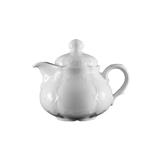 Teekanne SALZBURG Porzellan mit Deckel weiß mit Relief 330 ml H 114 mm Sonderaktion