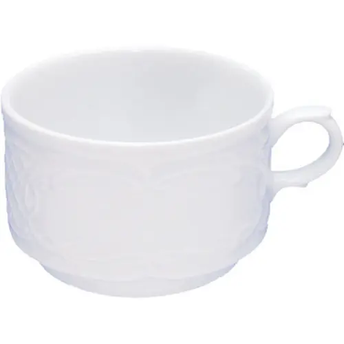 Abverkauf Cappuccinotasse BAVARIA mit Henkel 220 ml Porzellan weiß mit Relief H 60 mm