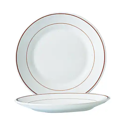 Saisonangebot Teller flach RESTAURANT BORDEAUX Hartglas weiß rot rote Randlinie Ø 155 mm