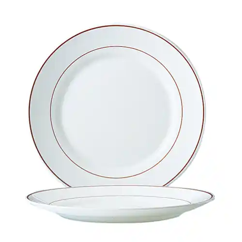 Teller flach RESTAURANT BORDEAUX Hartglas weiß rot rote Randlinie Ø 254 mm Sonderaktion