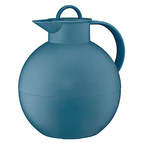 Abverkauf Isolierkanne KUGEL 0,94 ltr indigoblau matt Vakuum-Hartglas Drehverschluss