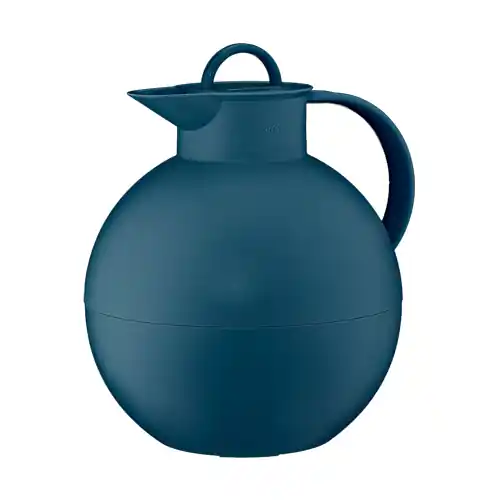 Isolierkanne KUGEL 0,94 ltr dunkelblau matt Vakuum-Hartglas Drehverschluss Aktuell