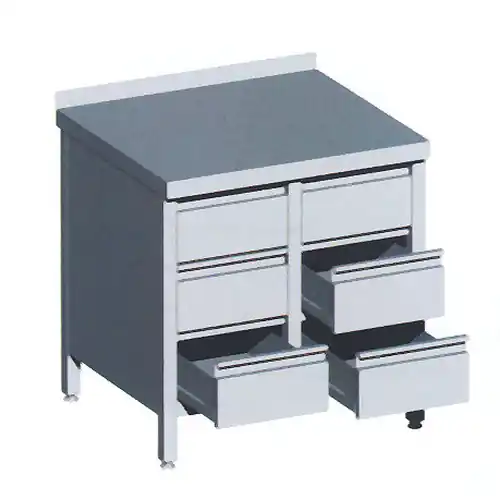Schubladenblock 810 mm x 700 mm H 900 mm mit 6 Schubladen Aufkantung Billig