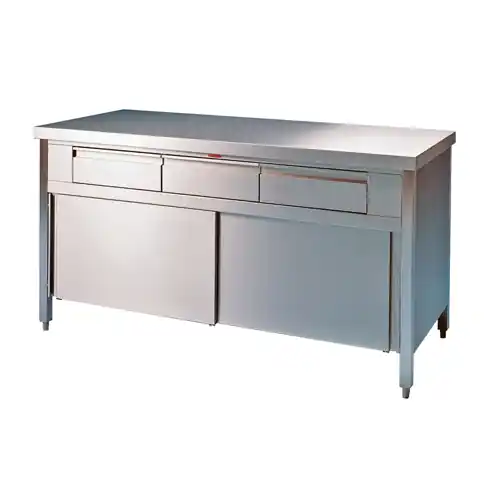 Direktkauf Schranktisch 1200 mm x 700 mm H 850 mm mit 2 Schubladen mit Schiebetüren