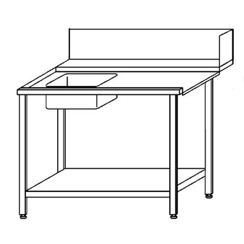 Zulauftisch mit Abtropffläche rechts 1 Becken 500 x 400 x 250 mm mit Grundboden L 600 mm B 750 mm Neu Im Sortiment