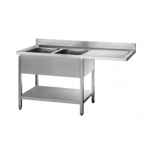 Preisknaller Spülcenter LEA mit Abtropffläche rechts 2 Becken 400 x 500 x 250 mm mit Grundboden L 1600 mm B 700 mm