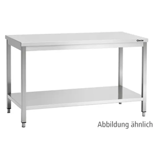 Meistverkauft Arbeitstisch ohne Aufkantung, Edelstahl, Scotch-Brite-Schliff, mit Zwischenboden, 1000 x 700 x H 850 - 900 mm