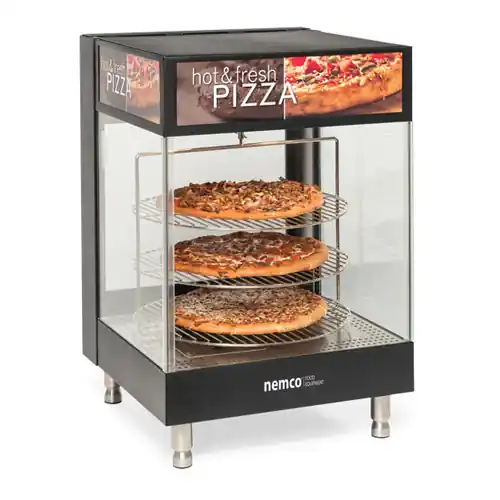Markenware Pizza-Warmhaltevitrine 1550 Watt 120 Volt L 559 mm B 559 mm H 829 mm 3 Drehroste à Ø 457 mm