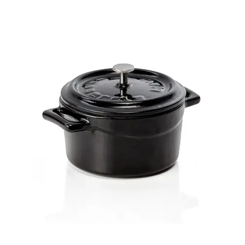 Cocotte Ø 110 mm 0,35 ltr schwarz Gusseisen emailliert induktionsgeeignet Heißes Angebot