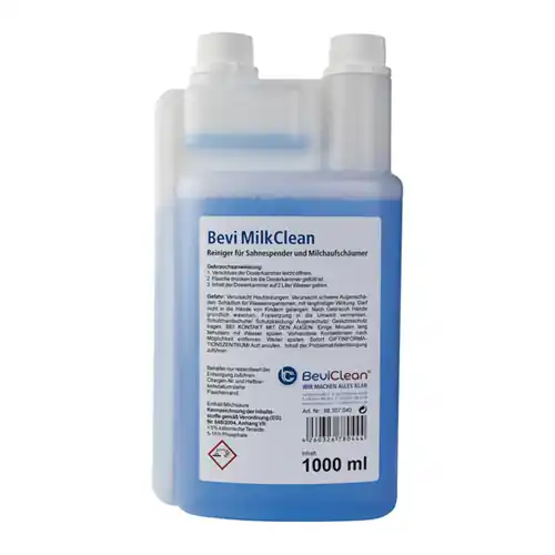 Begrenztes Angebot Milchreiniger Entkalker Bevi MilkClean flüssig 1 Liter Dosierflasche passend für Sahnespender Milchschäumer Eismaschinen