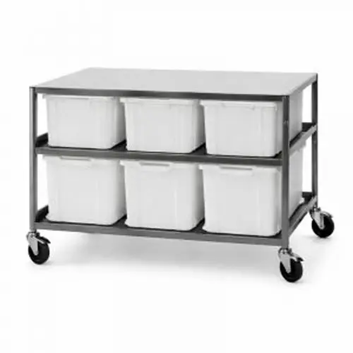 Zutatenwagen Edelstahl mit 3 + 3 Kunststoffbehältern 1320 mm x 630 mm H 760 mm Schneller Versand
