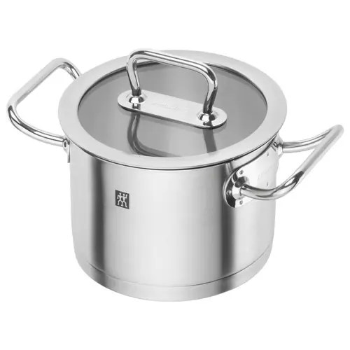 Zertifiziert Kochtopf mit Deckel PRO Zwilling 2 ltr Edelstahl induktionsgeeignet Boden-Ø 158 mm