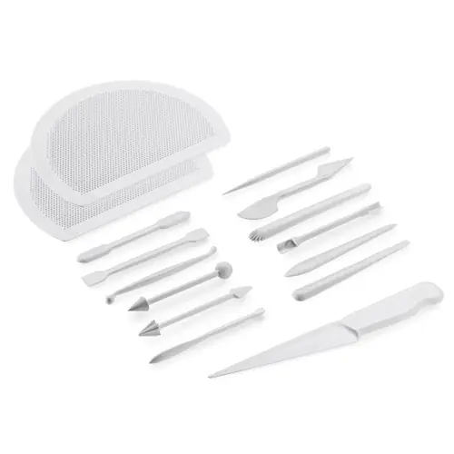 Preis Gesenkt Marzipan-Modellier-Set • 1 Messer 2 Profilbretter 12 Modellierstäbe PP