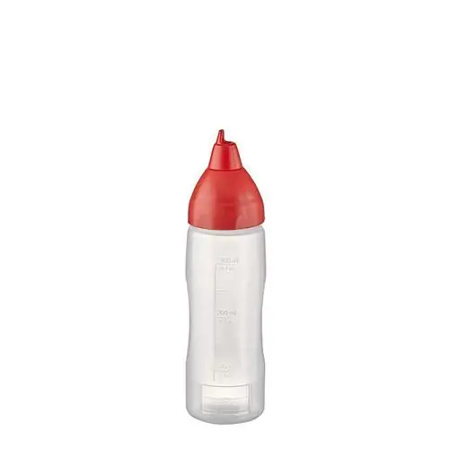Neue Kollektion Quetschflasche 350 ml NON DRIP transparent rot Ø 55 mm H 210 mm