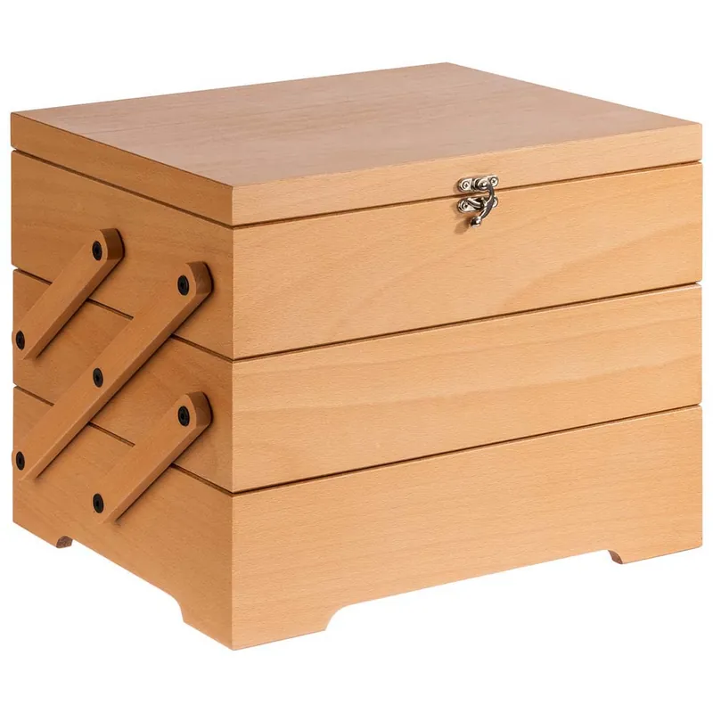 Heißes Angebot SEWING BASKET Buffetbox - 26 x 29 x 28 cm - Helles Eichenholz