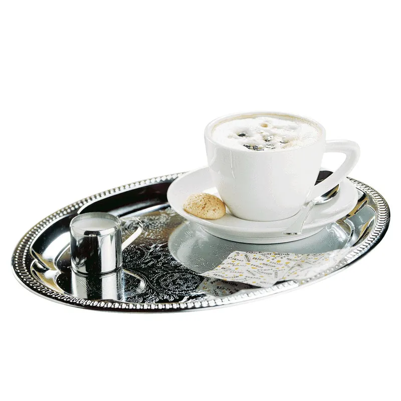 Café-Tablett oval - 31 x 23 cm (Metall verchromt) Top-Preis