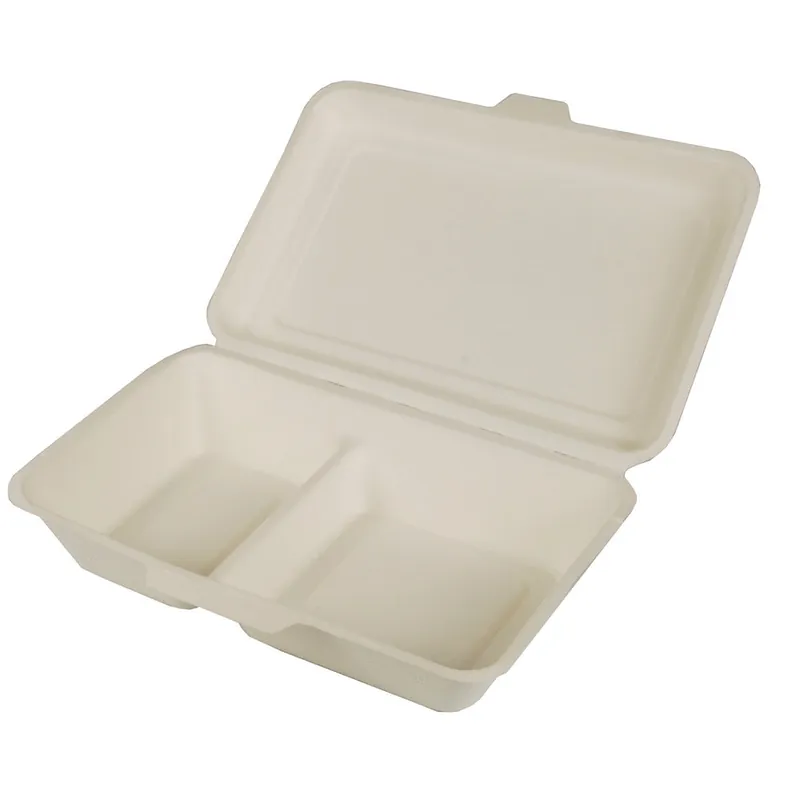 Menüboxen Zuckerrohr "pure" 2-geteilt - 24 x 15,5 x 6,5 cm - Weiß (4 x 25 Stück) Sofort Bestellen