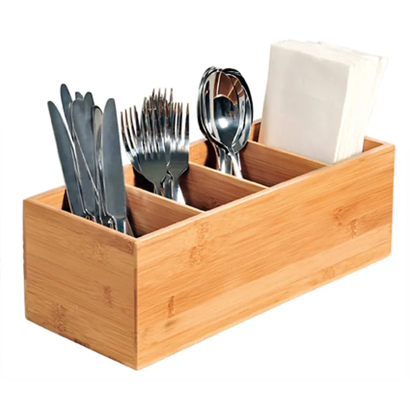 Abverkauf BAMBUS Besteckkasten (4-fach) - 35 x 14 x 12 cm